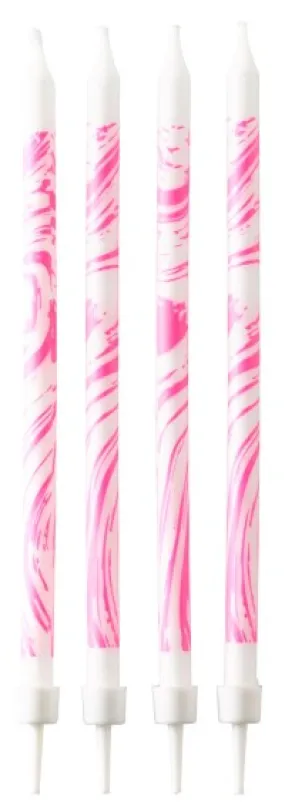 12 candeline marmorizzate rosa 12cm