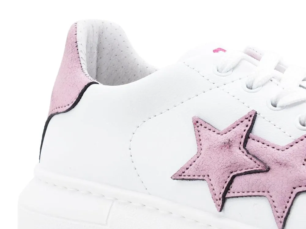 2STAR Sneaker PR Low Retro Vintage Bianco Rosa 2SD3077