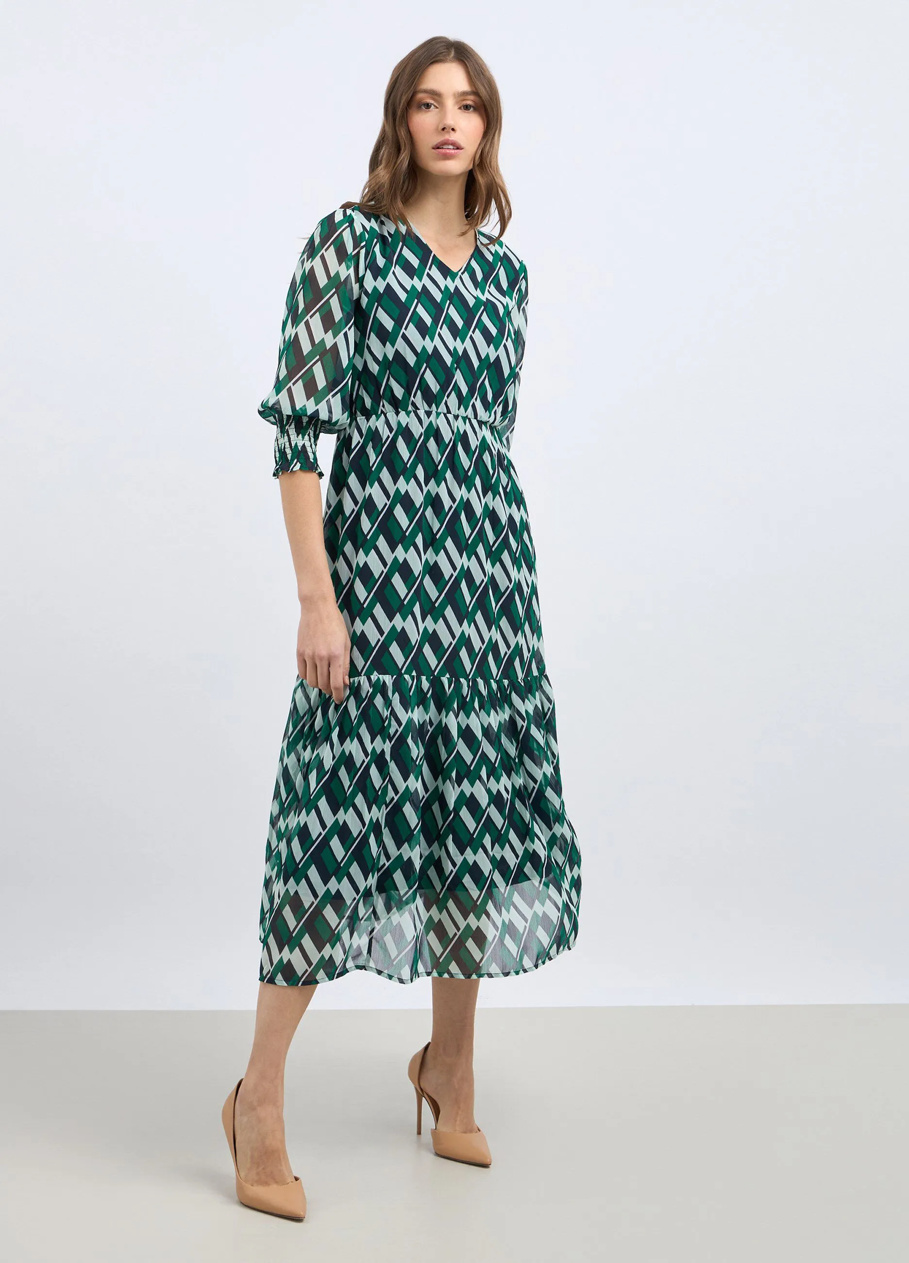 Abito lungo crêpe donna