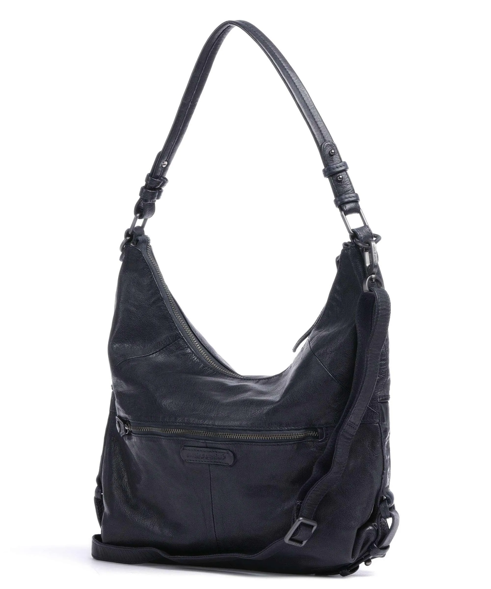  Aunts & Uncles Guerilla Gardeners June Borsa hobo pelle di vacchetta grana navy  