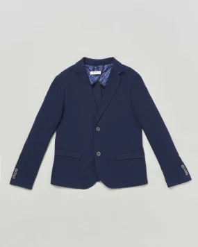 Blazer blu in piquè di cotone 10-16 anni