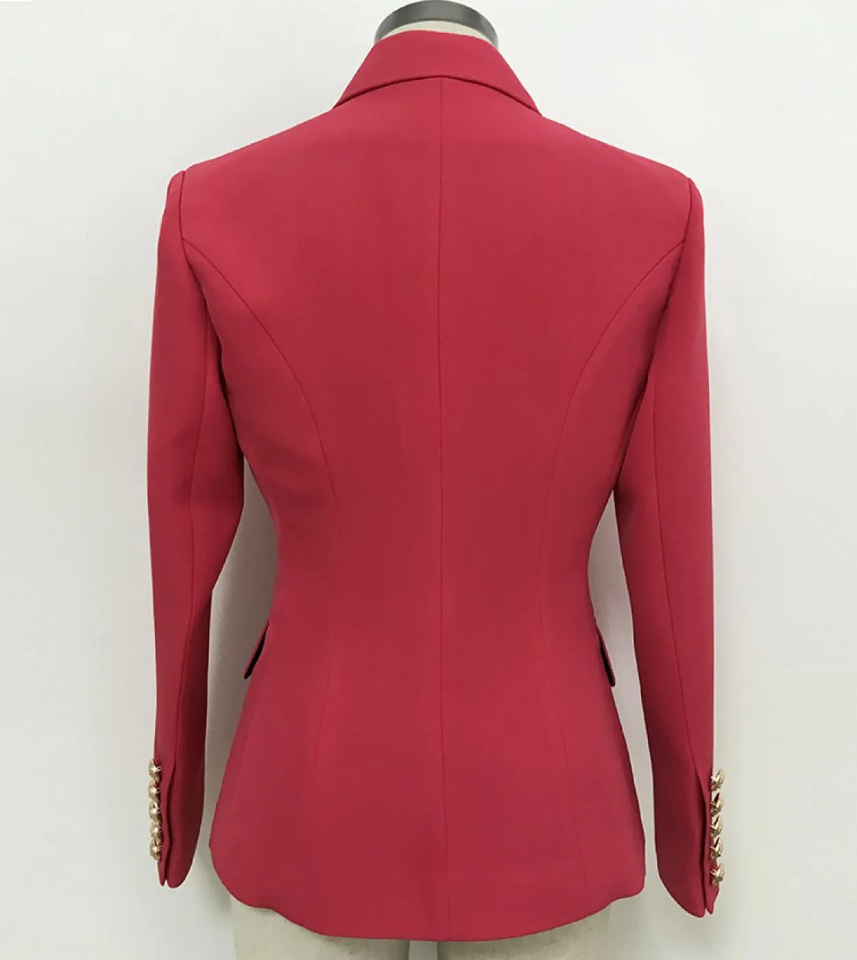 Blazer da donna rosso anguria Blazer autunno inverno classico oro doppio petto bottoni fibbia blazer da donna da ufficio sottile