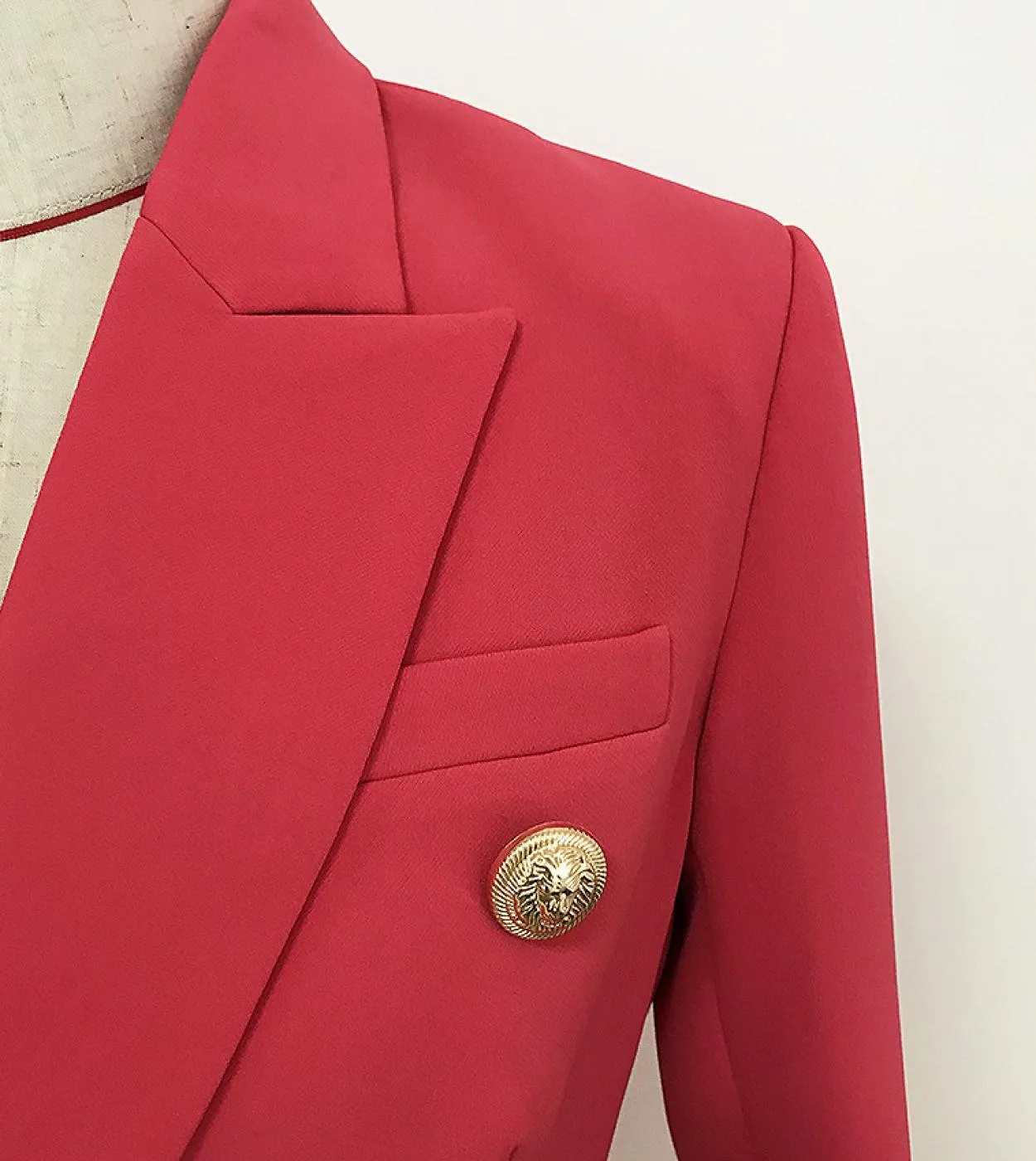 Blazer da donna rosso anguria Blazer autunno inverno classico oro doppio petto bottoni fibbia blazer da donna da ufficio sottile