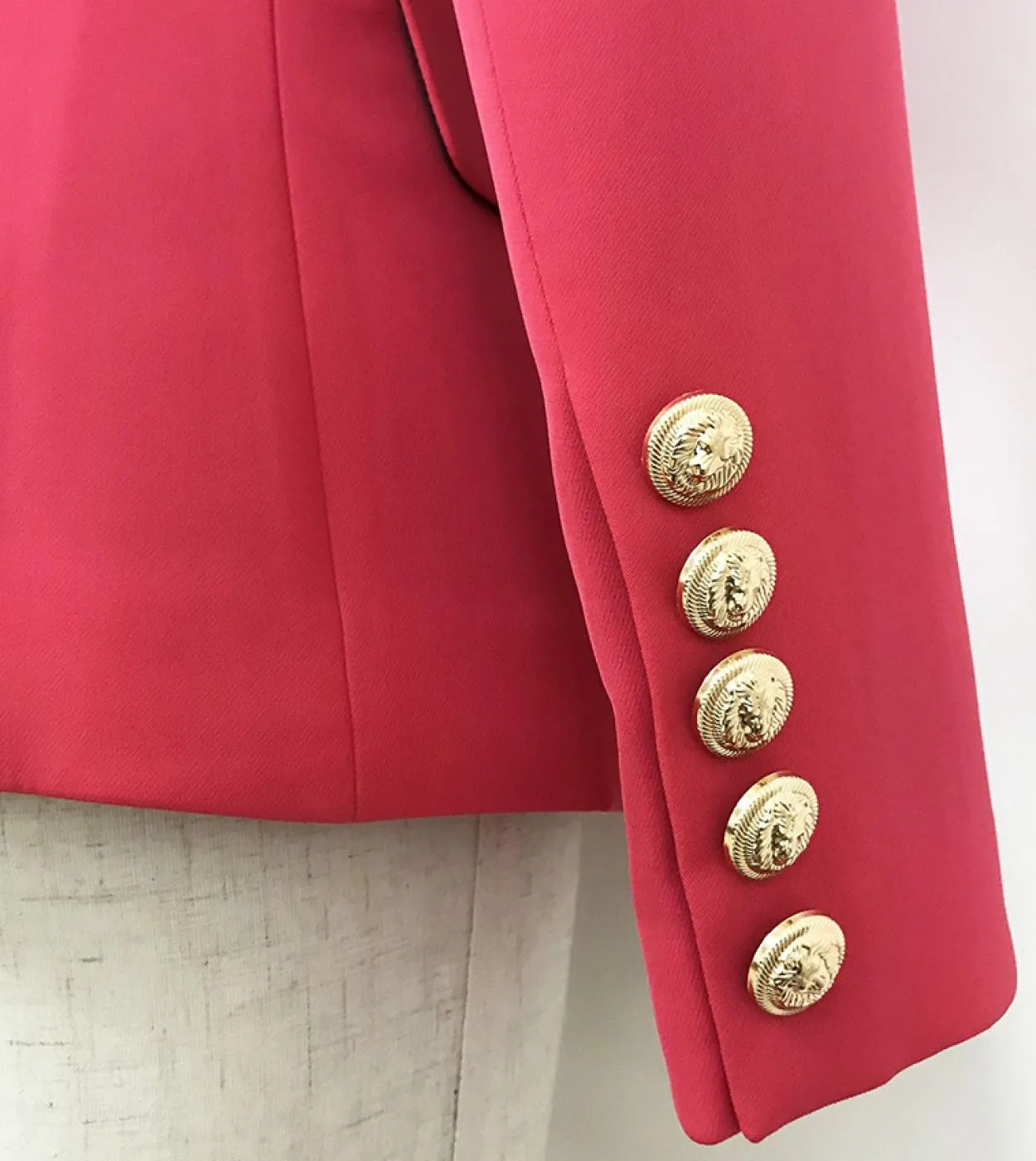 Blazer da donna rosso anguria Blazer autunno inverno classico oro doppio petto bottoni fibbia blazer da donna da ufficio sottile