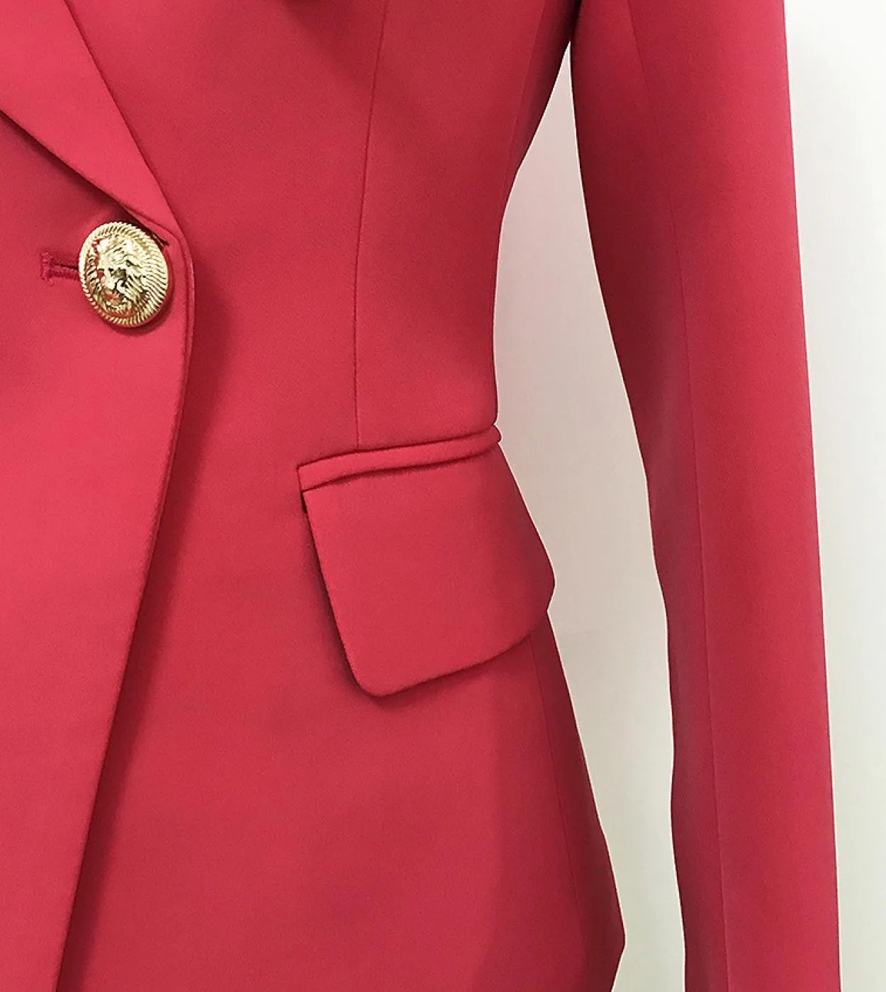 Blazer da donna rosso anguria Blazer autunno inverno classico oro doppio petto bottoni fibbia blazer da donna da ufficio sottile