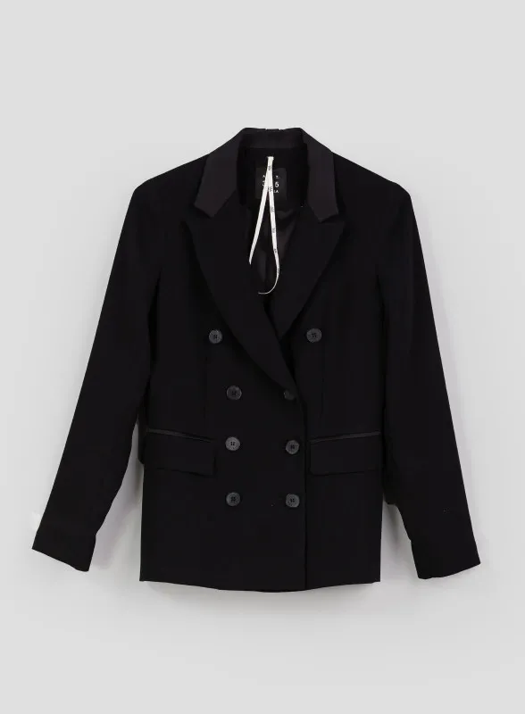 Blazer in crêpe envers satin nera - Marella