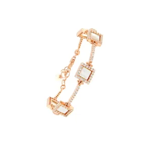 Bracciale in argento rosa madreperla e zirconi