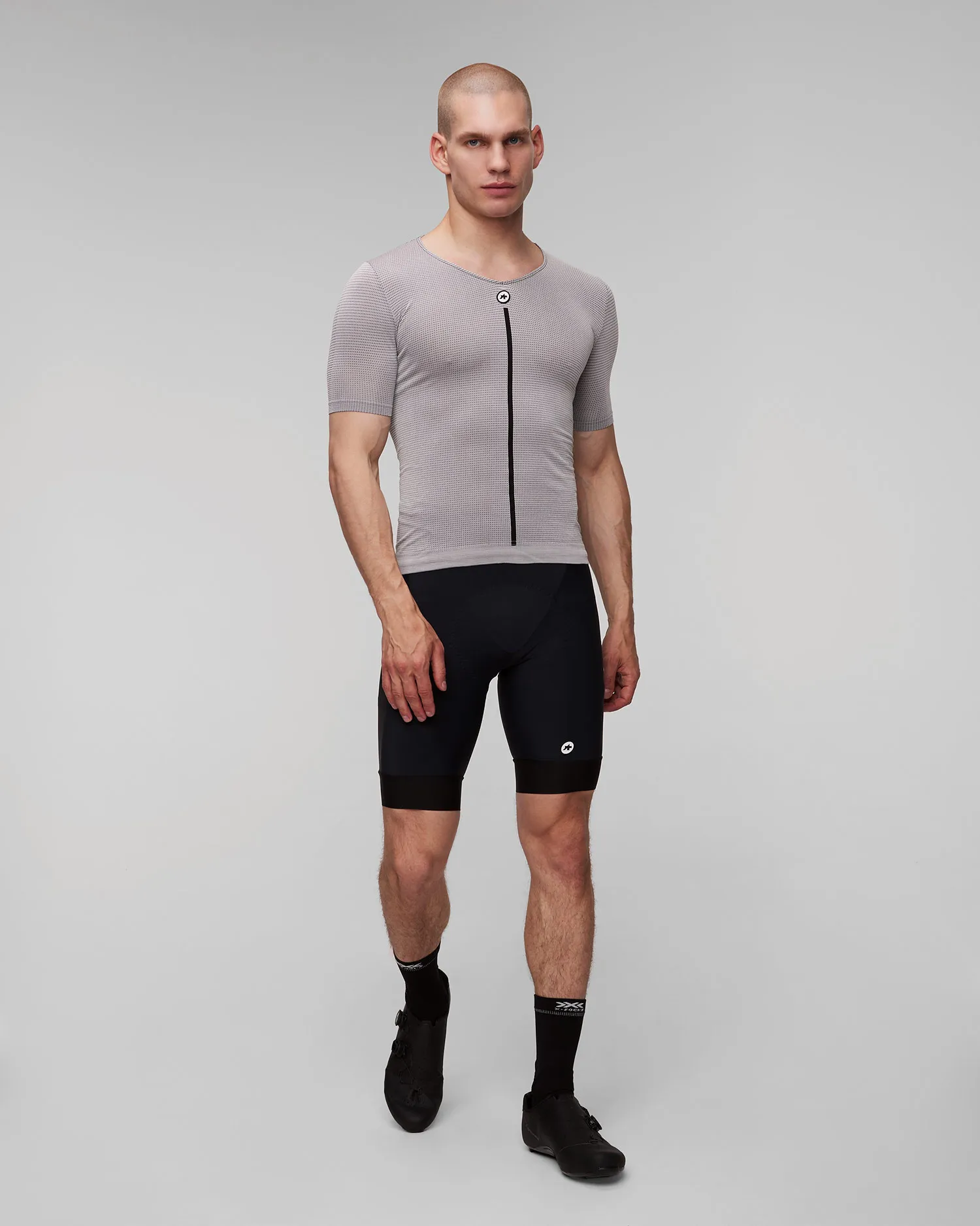 Canottiera grigia da ciclismo da uomo Assos 1/3 SS Skin Layer P1 p1140450-1o