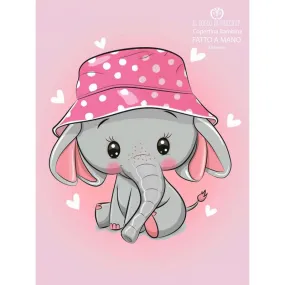 Copertina Bambina in Pile panna e Cotone Elefantino - Fatto a Mano