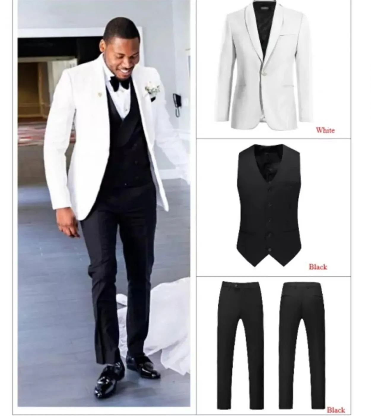 Costume bianco classico Homme Abiti da uomo slim fit 3 pezzi Smoking da sposa Sposo Prom Blazer Hombre Terno Masculino Giacca