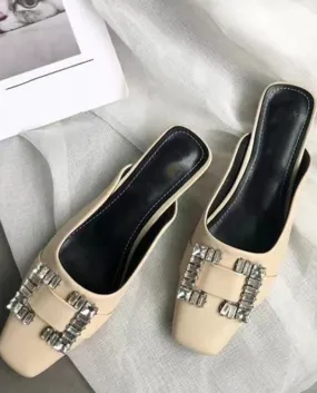 Di lusso di Cristallo Delle Donne Pantofole Fad Sandali Grossi 2022 Nuova Estate Scarpe Punta Quadrata Del Partito Del Vestito S