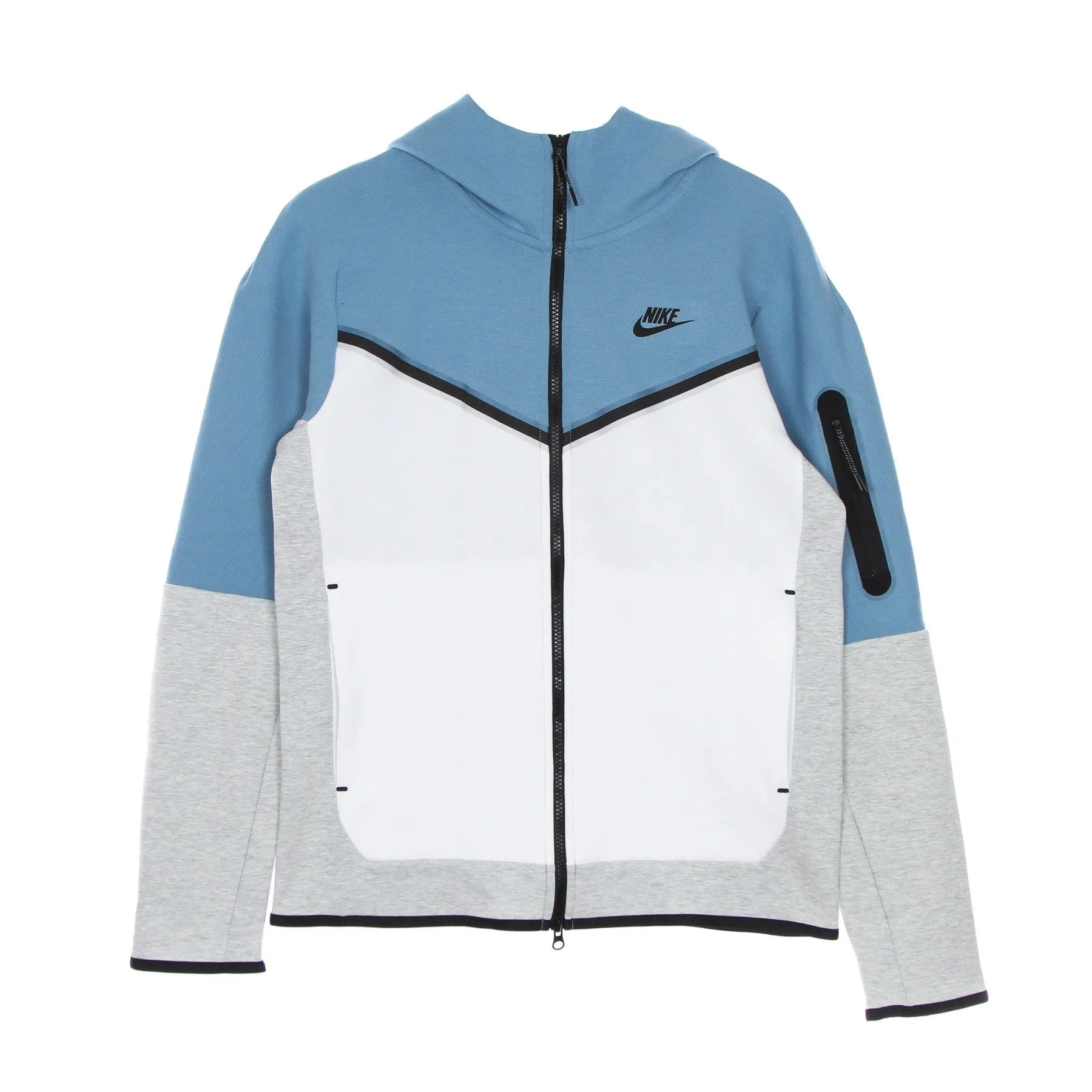 Felpa Leggera Cappuccio Zip Uomo Sportswear Tech Fleece Hoodie Cerulean/white/grey Heather/black