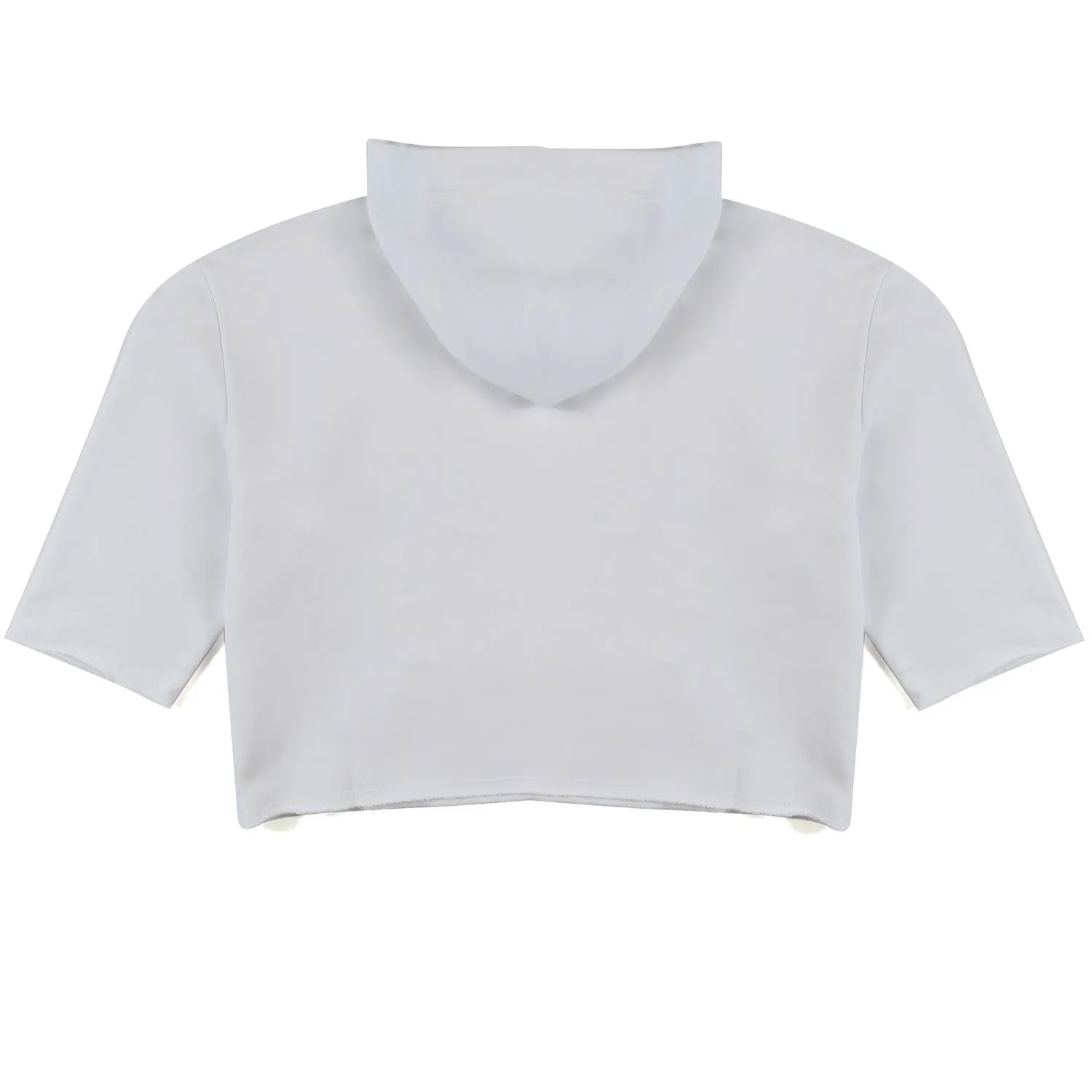 Felpa Oversize Cropped Bianca Con Cappuccio