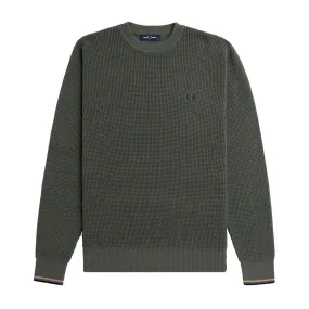      FRED PERRY MAGLIONE GIROCOLLO IN COTONE WAFFLE  