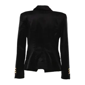 Giacca Doppiopetto Balmain Corduroy Nera E Oro