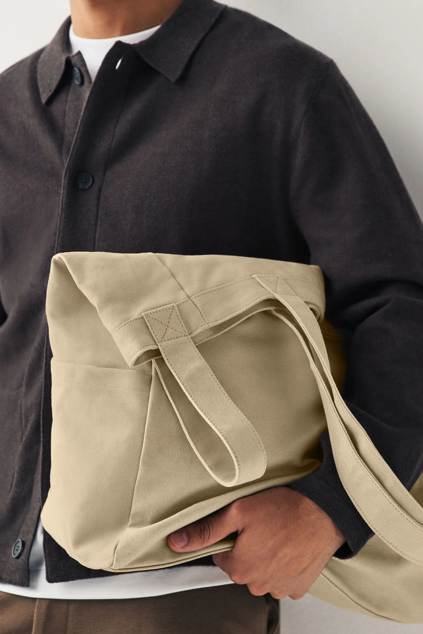 Grigio pietra neutro  - Borsa tote in tela