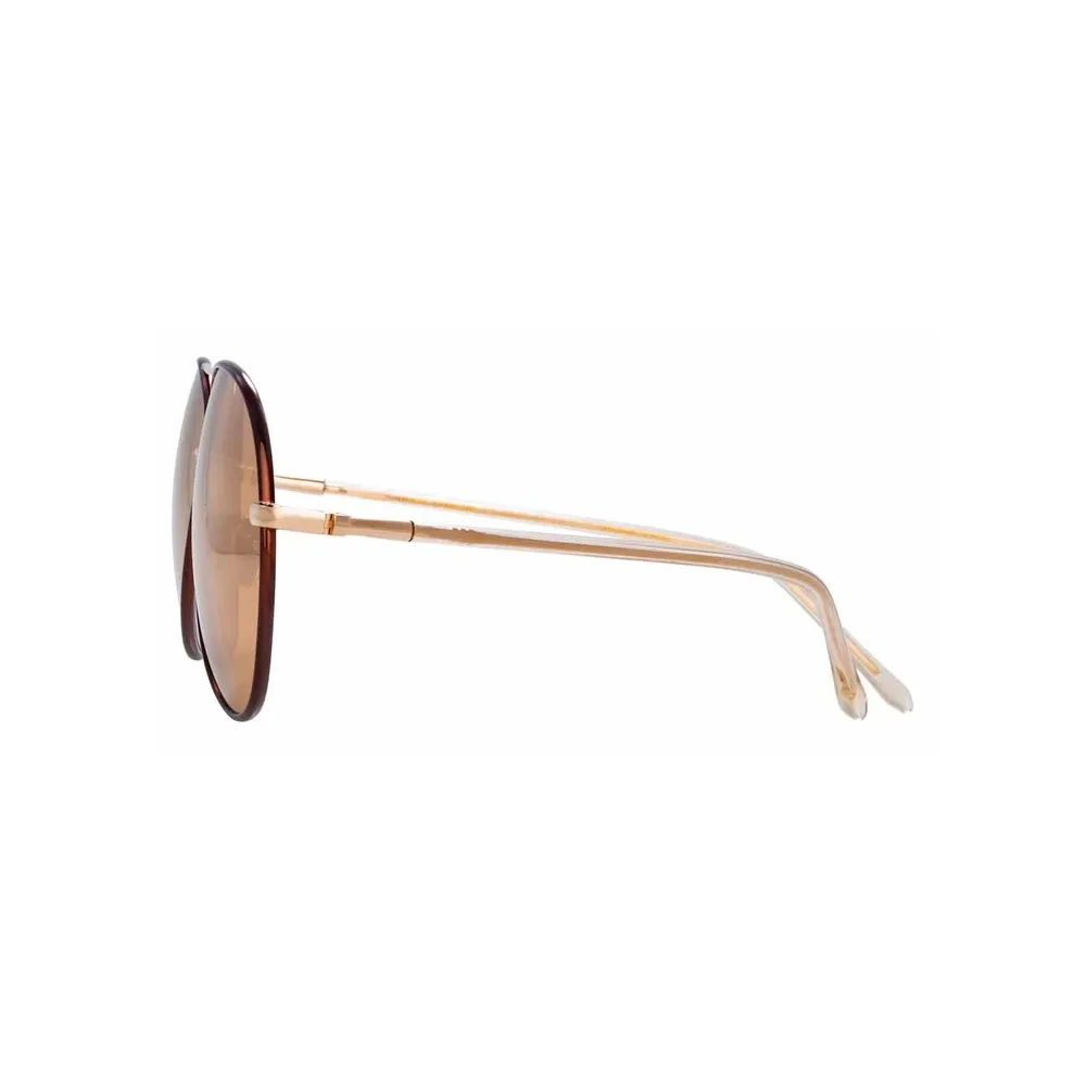 Linda Farrow - Occhiali da Sole Aviator Diabolo C5 in Oro Rosa e Rame - LFL963C5SUN - Linda Farrow Eyewear