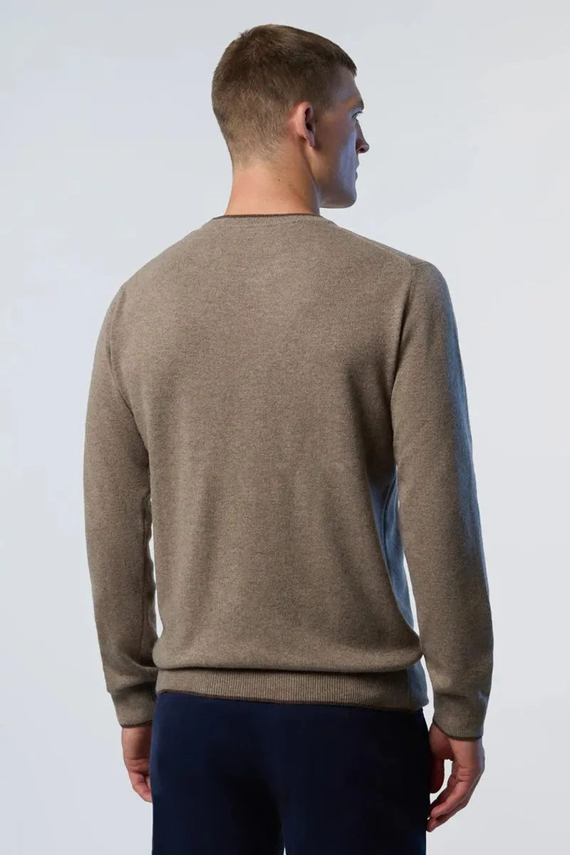 Maglione girocollo in cashmere uomo Marrone