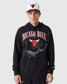 New Era NBA Felpa Oversize Con Cappuccio Logo Chicago Bulls Nero Uomo