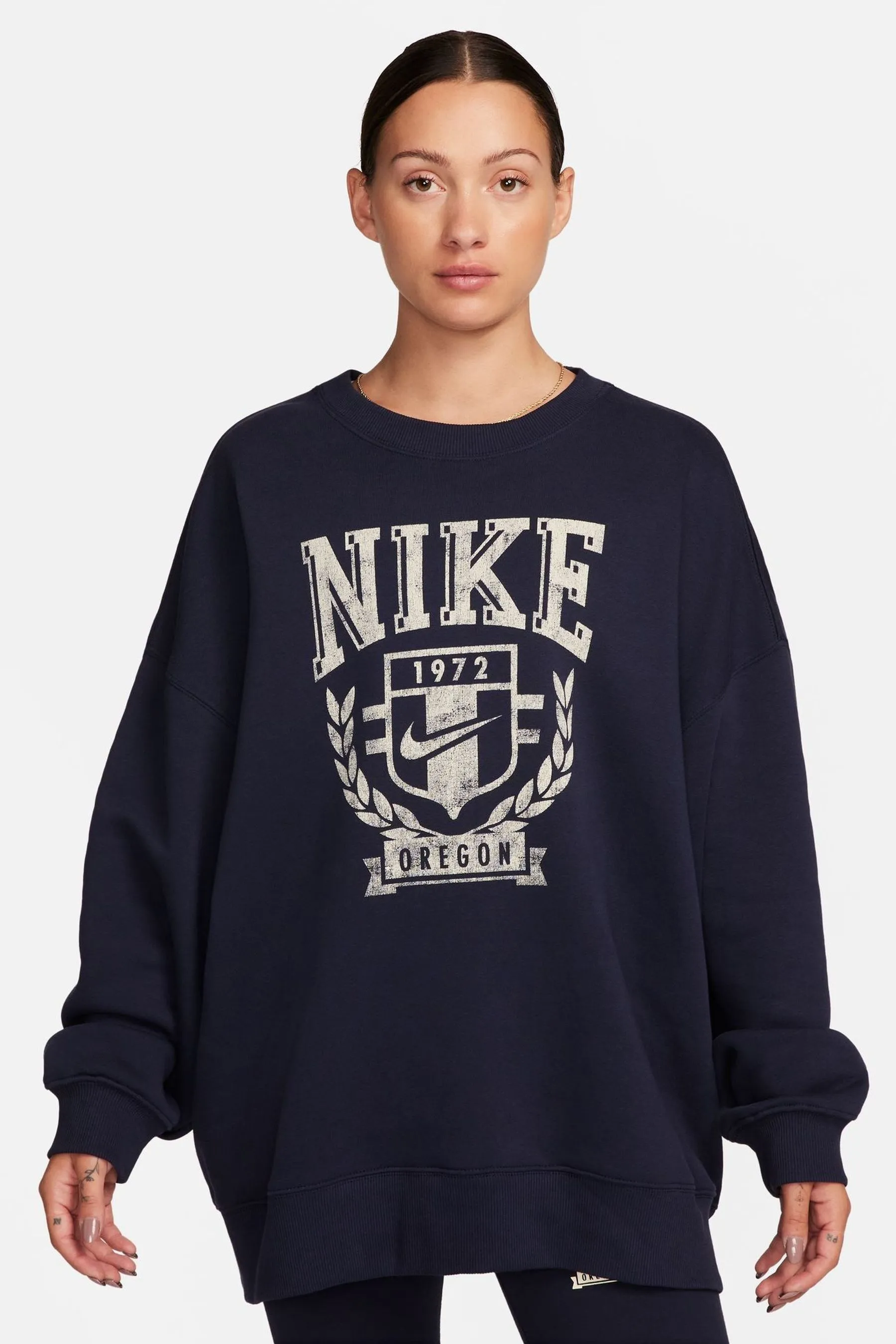 Nike - Felpa oversize in pile Girocollo stile college