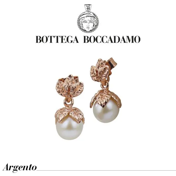 Orecchini color rosa con perla naturale pendente    