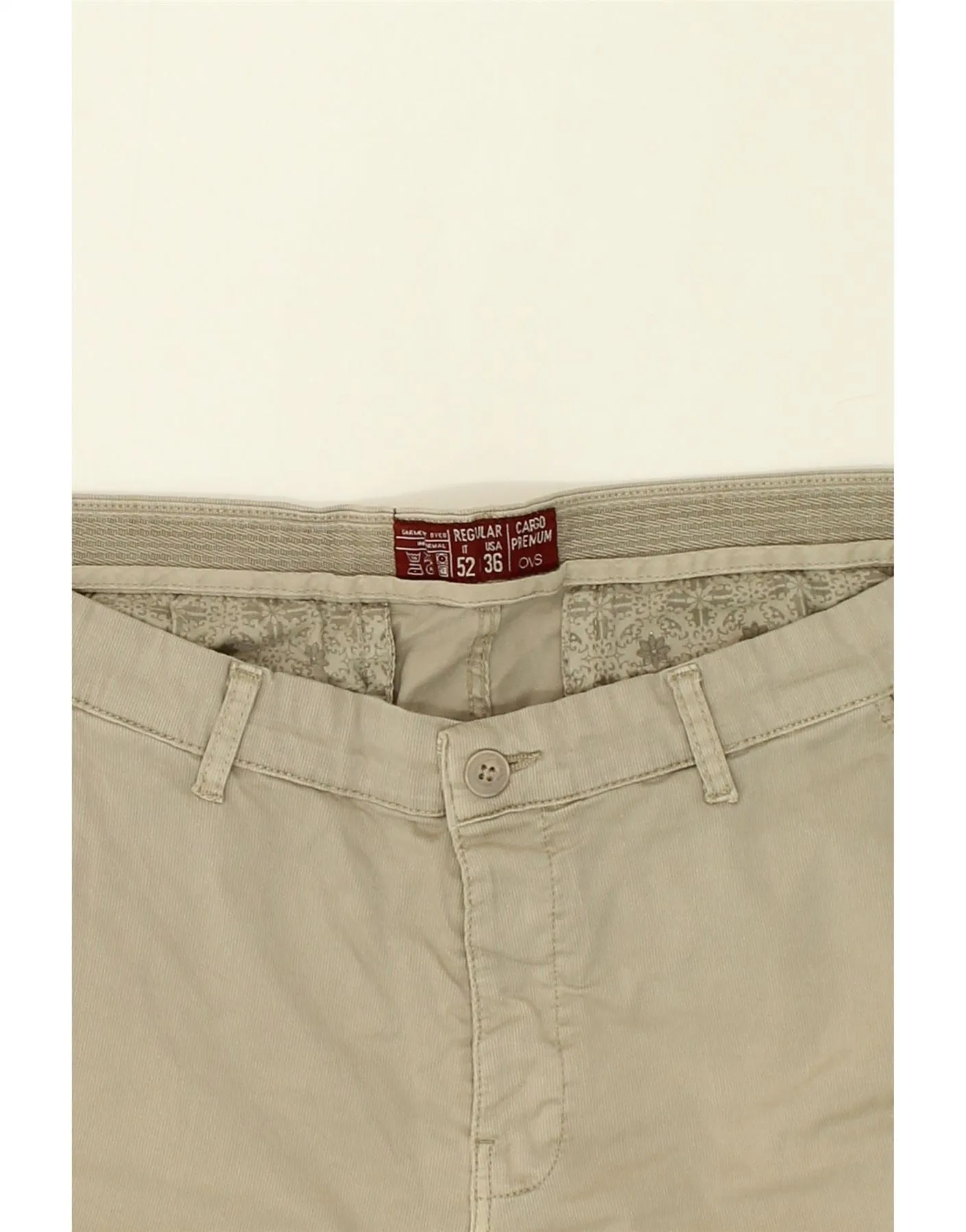 OVS Mens Regular Fit Cargo Shorts IT 52 XL W36  Beige