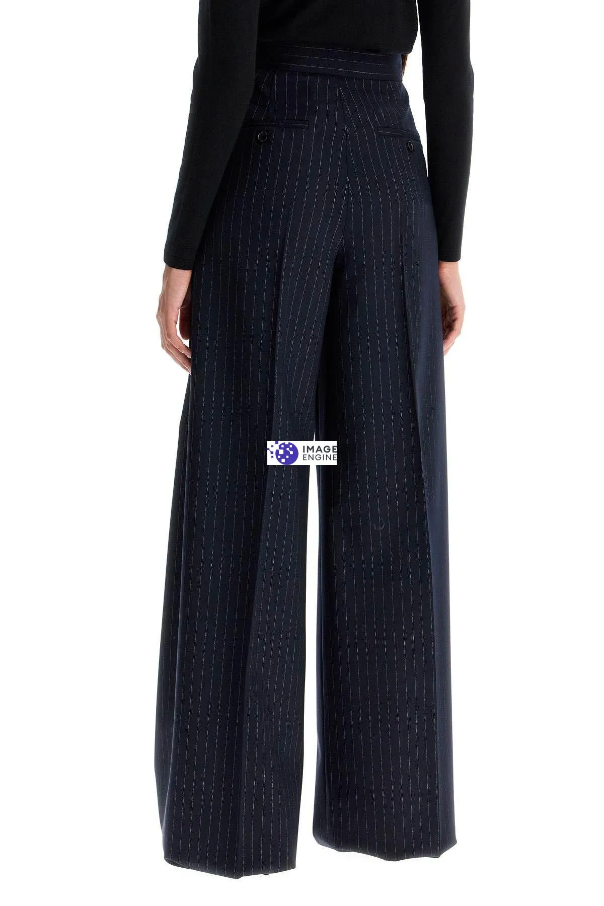 Pantaloni gessati in lana stretch