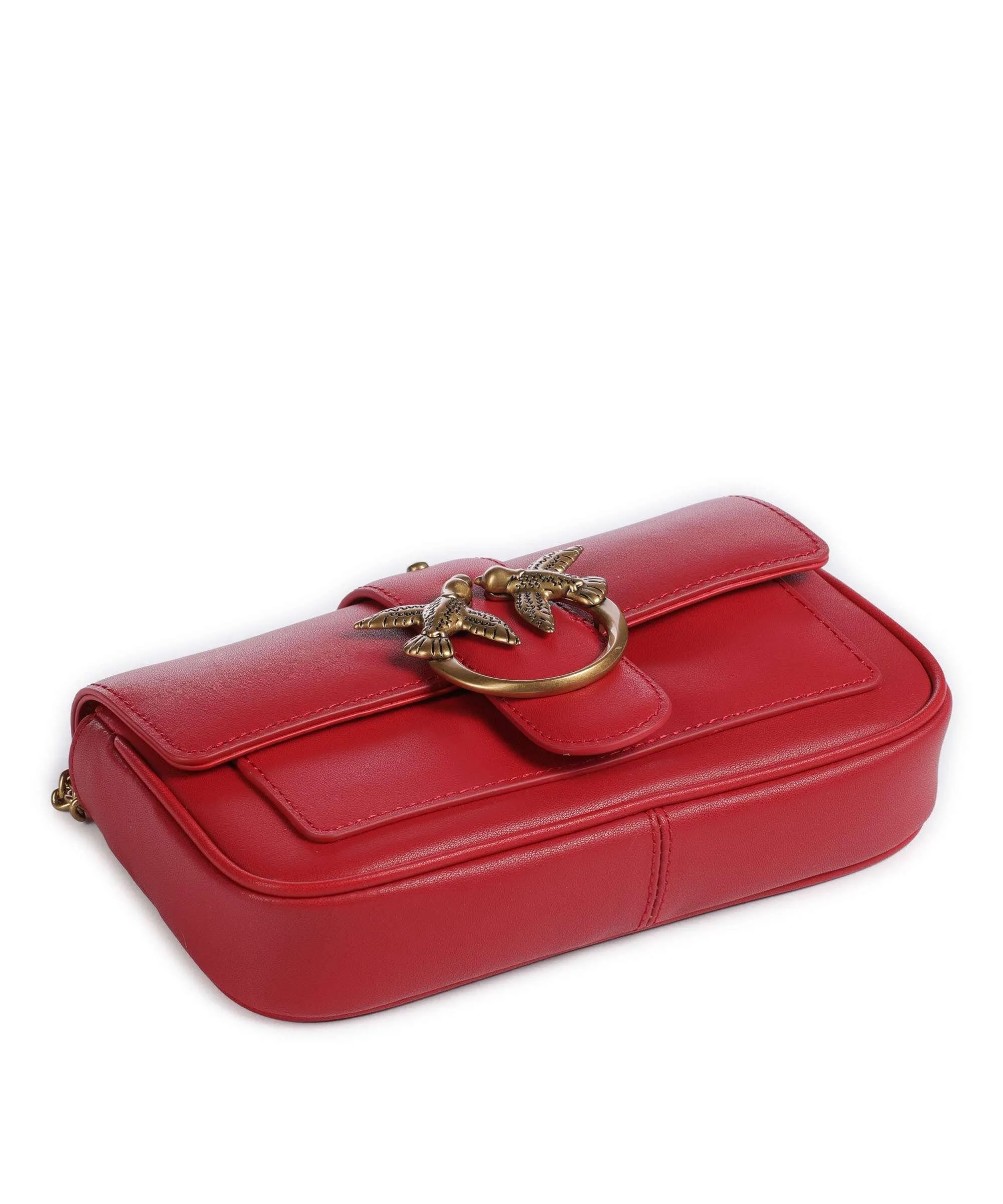  Pinko Love One Borsa a tracolla pelle a grana fine rosso  