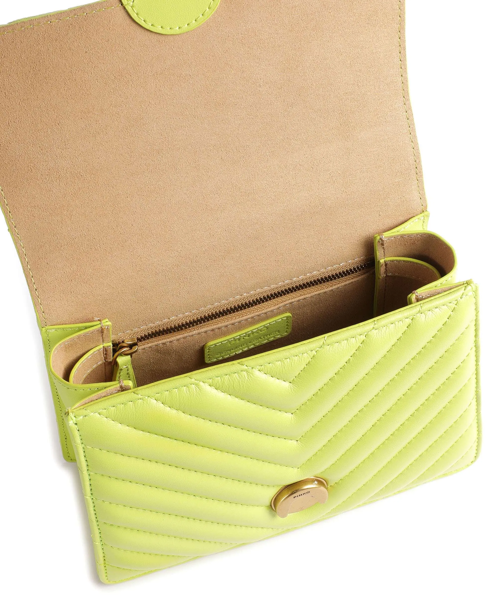  Pinko Love One Mini Borsa a tracolla pelle di pecora giallo verde  