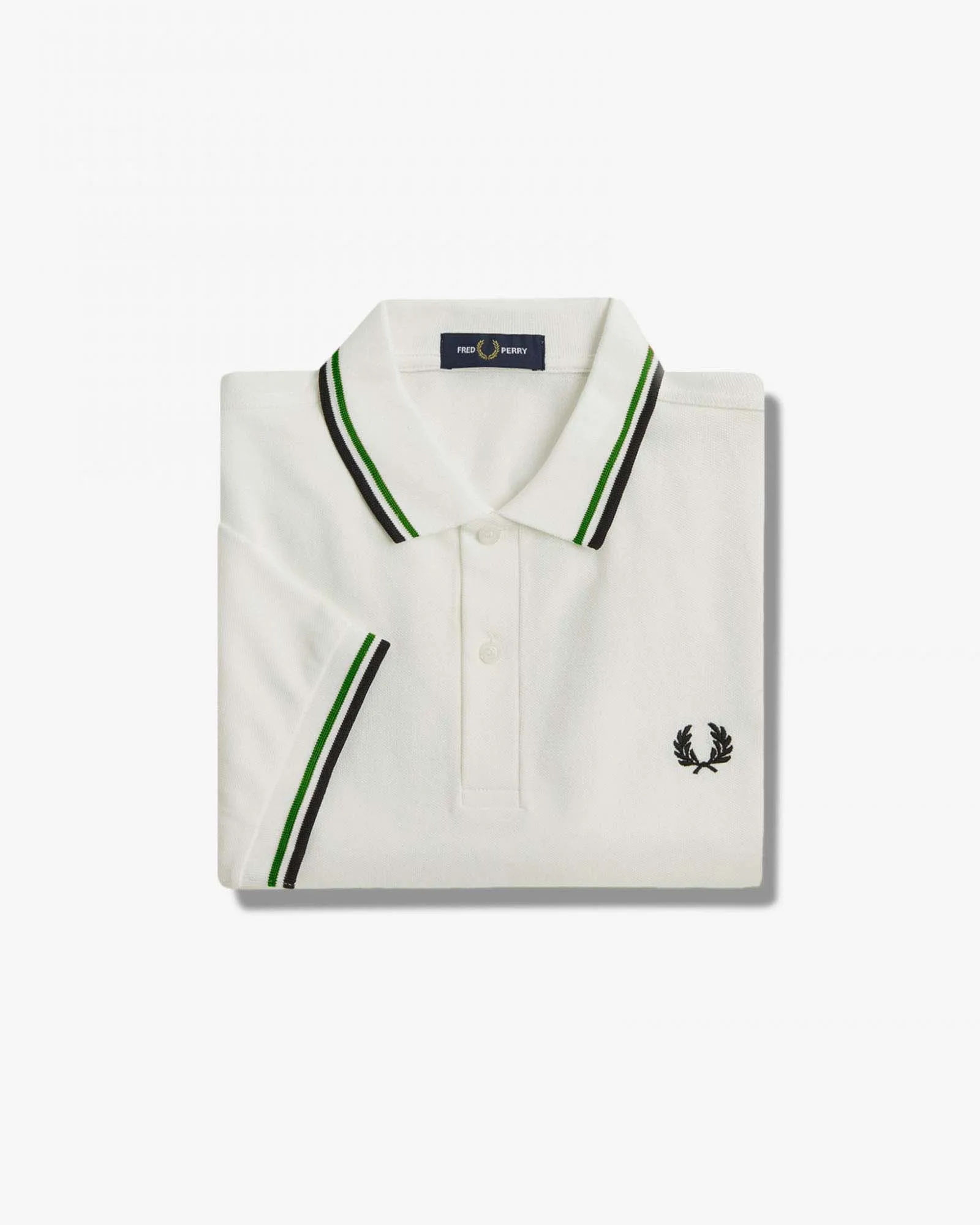 Polo mezza manica bianca con bordino verde e blu
