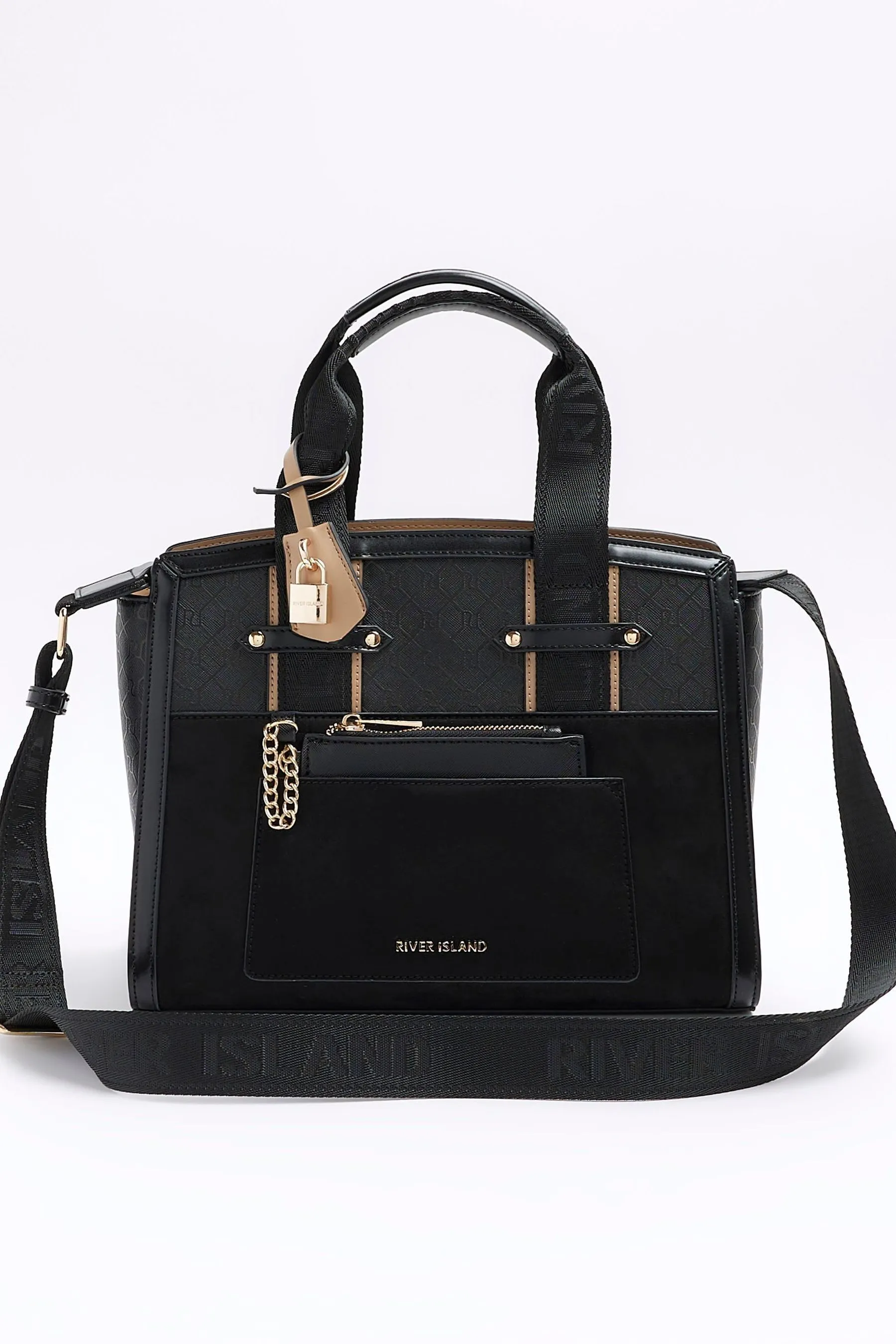River Island - Borsa tote con manico in tela