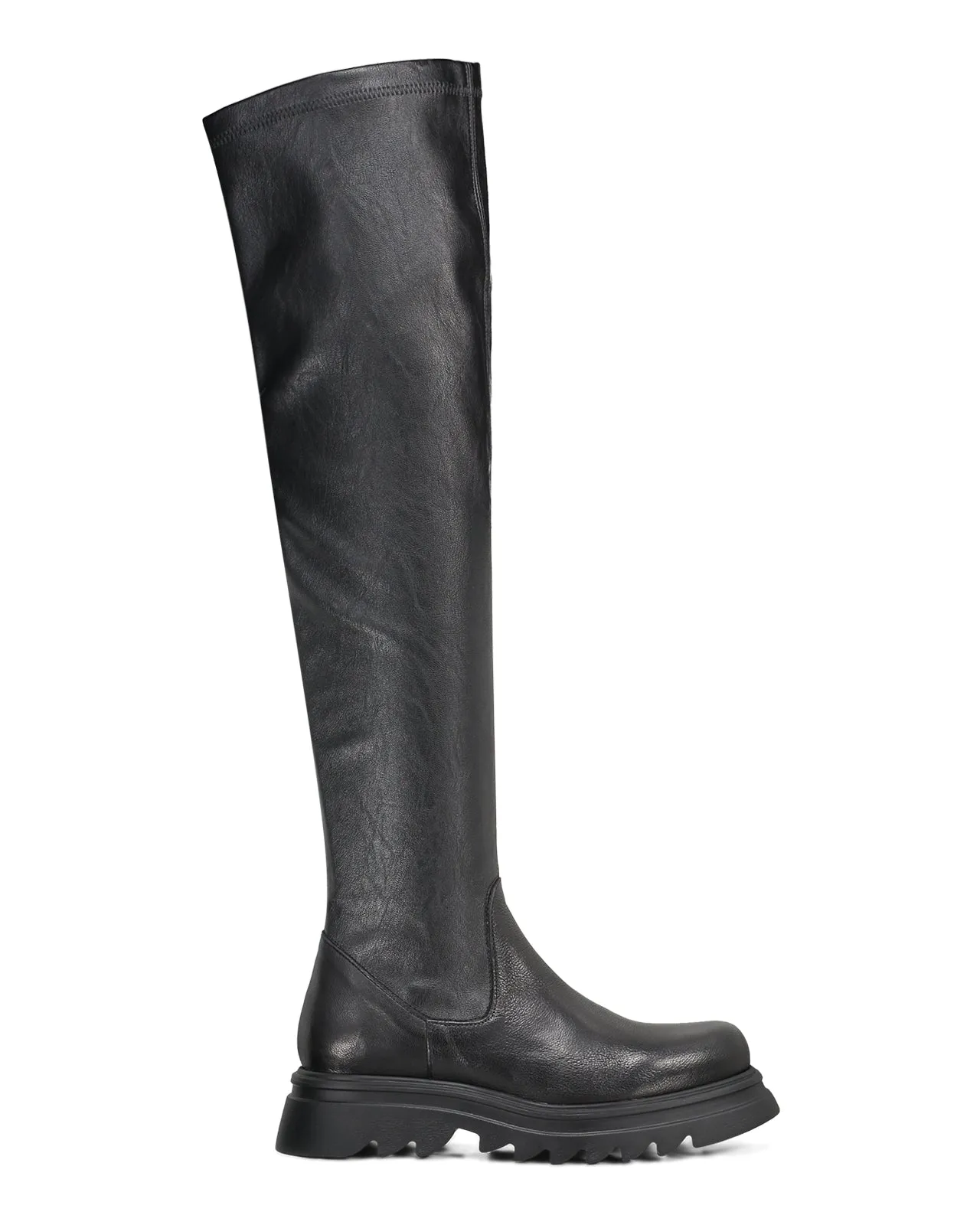 Stivale cuissard pelle stretch nero
