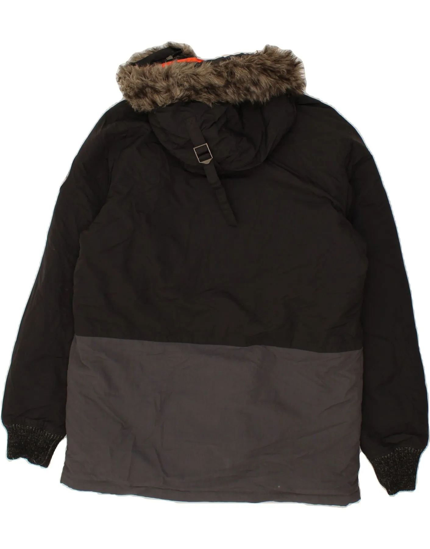 SUPERDRY Mens Hooded Padded Jacket UK 40 Large Black Colourblock Nylon