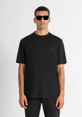 T-SHIRT RELAXED FIT IN COTONE NERO MORBIDO