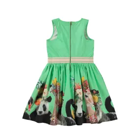 Vestito Carli Verde E Multicolor Bambina